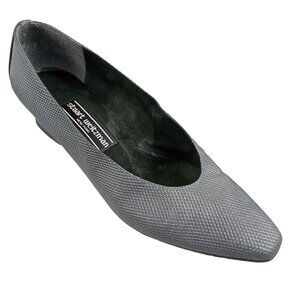 Stuart Weitzman Grey Textured Fabric Square Toe Pumps Size 8.5 - Low Block Heel